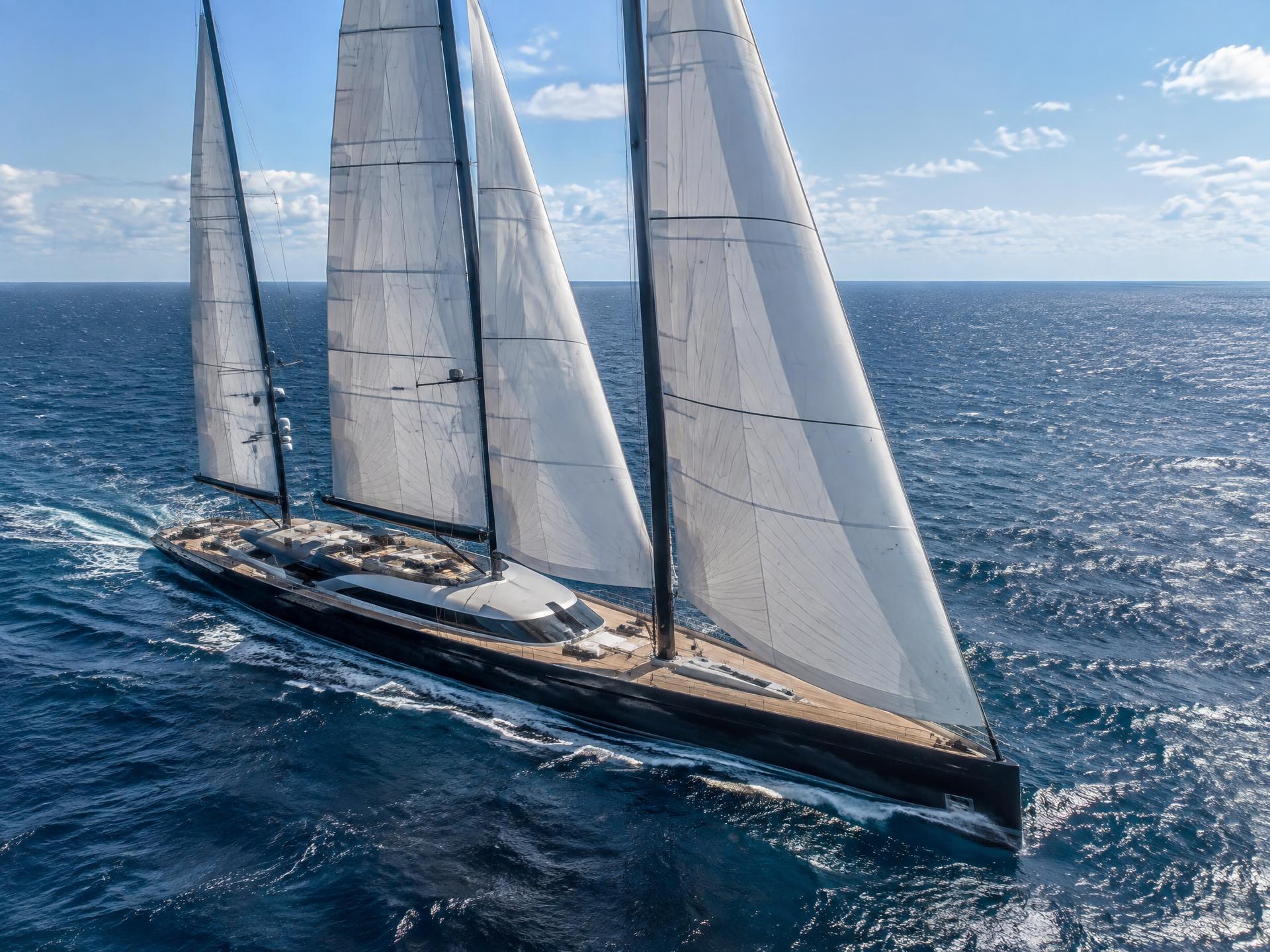 Privacy-blurred photograph of a sailing yacht acquired for a private client in 2022 — Elder Marine reference ELM-003